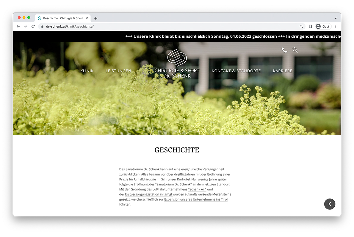Dr Schenk Webseite Screenshot