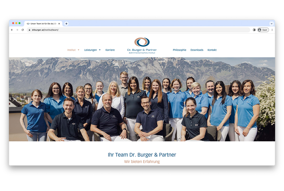 Dr Burger & Partner Website Screenshot Teamseite